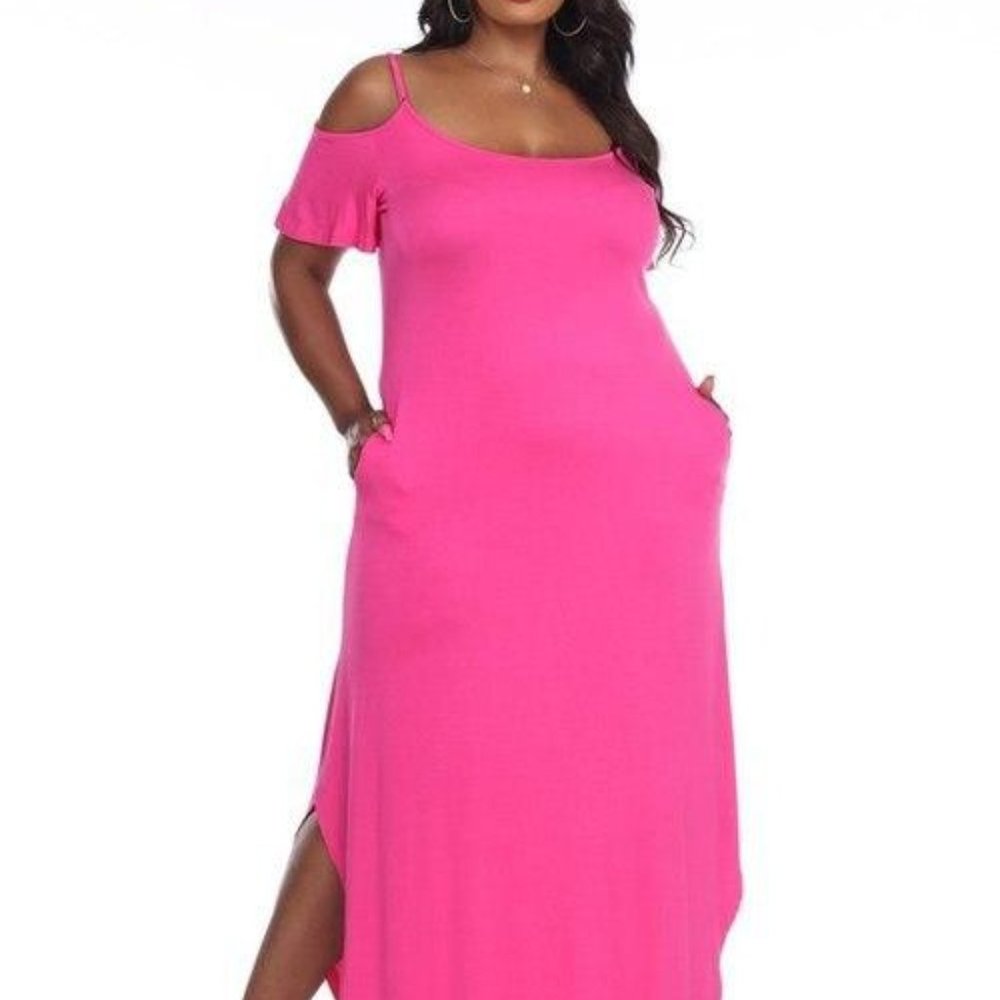 Plus Size Scoop Neck Long Prom Dress WMPS3101-06 - Picture 1 of 8